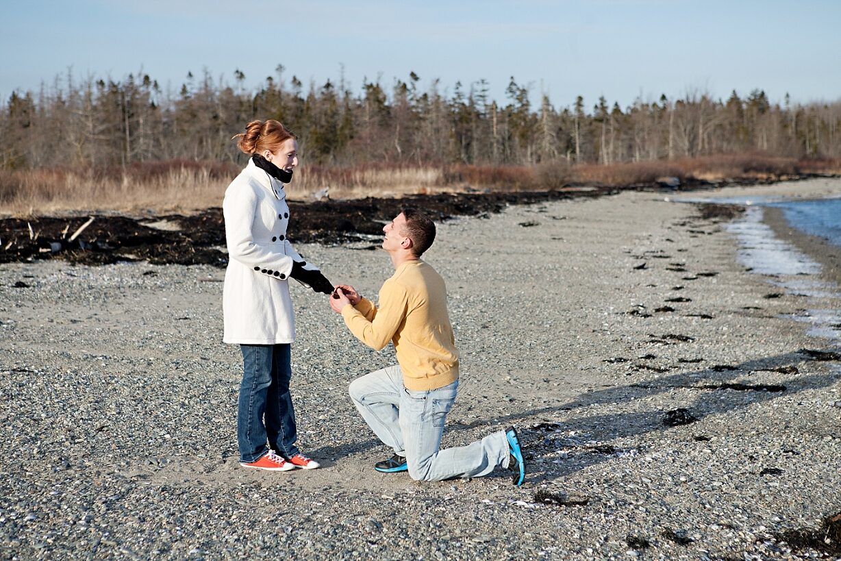 Man proposes on beach