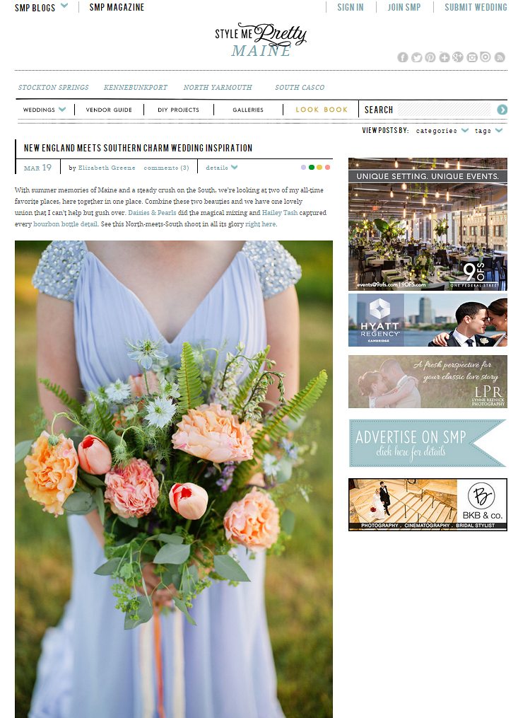 Featured On Style Me Pretty Southern Inspired Maine Wedding Photography