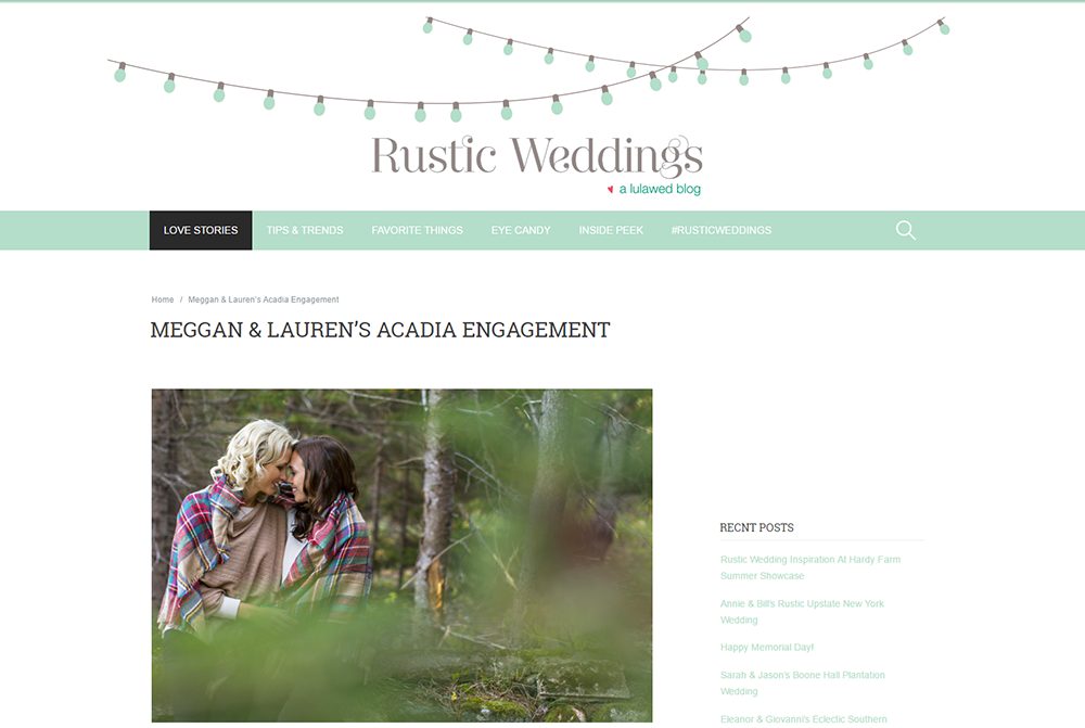 Acadia National Park engagement session featured on Rustic Weddings