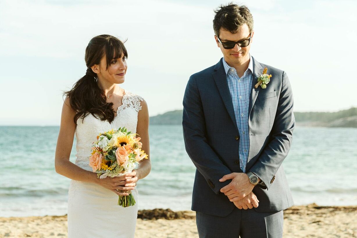 Bride and groom on Sand Beach