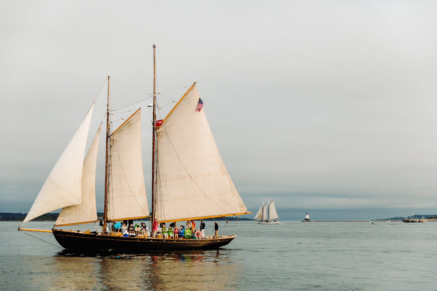 schooner during Portland Maine rehearsal dinner cruise