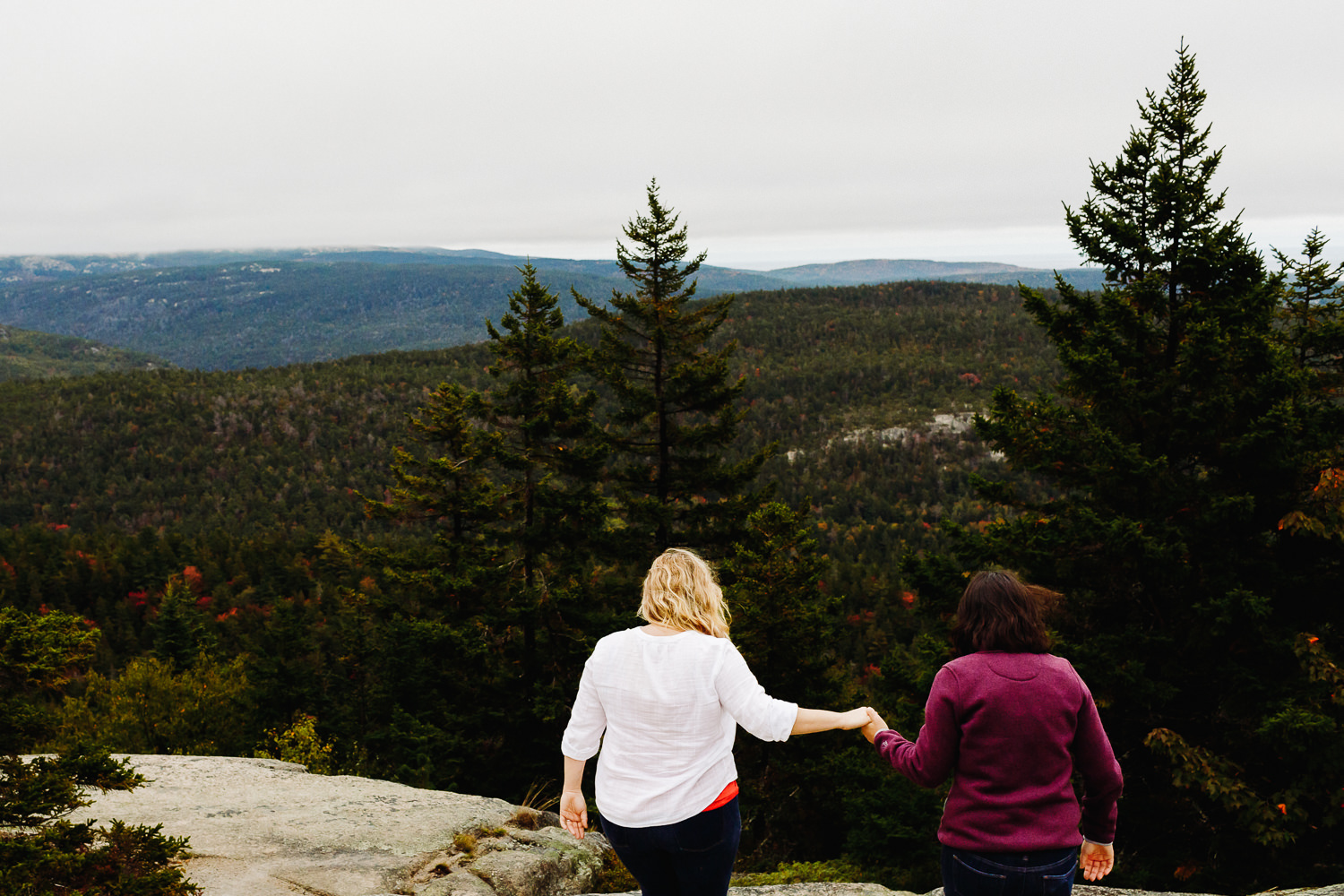 same-sex engagement photos in Acadia National Park