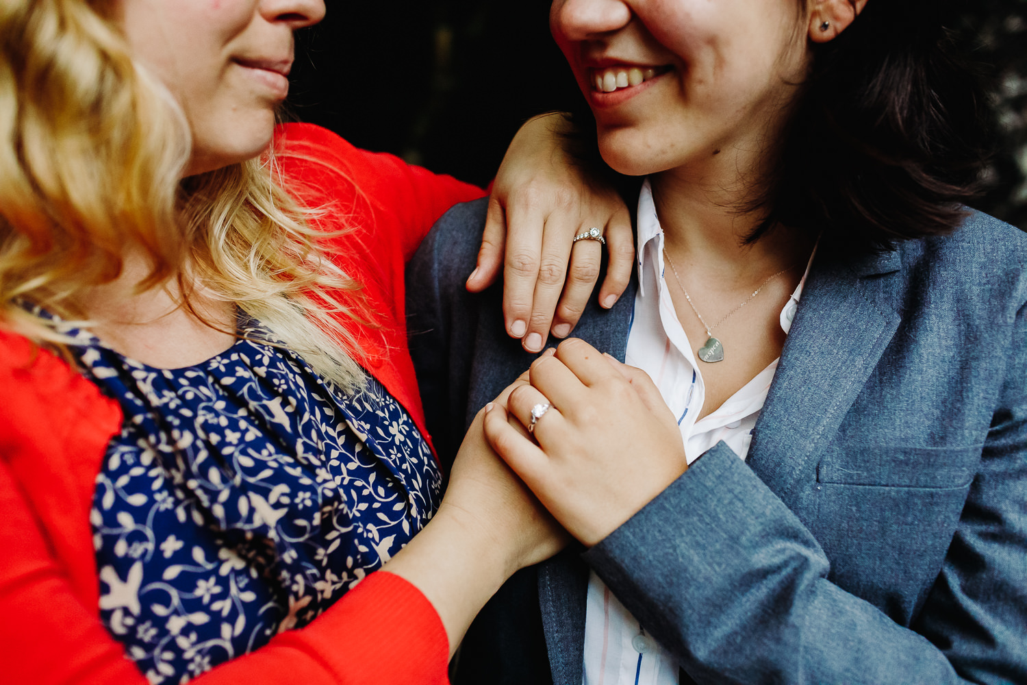two women and their engagement rings