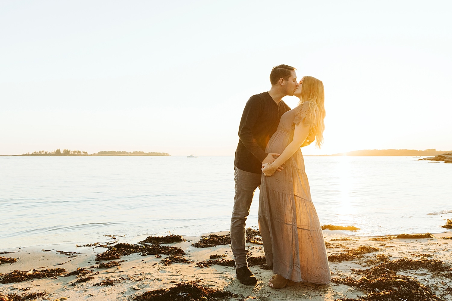 golden hour kiss at Kettle Cove