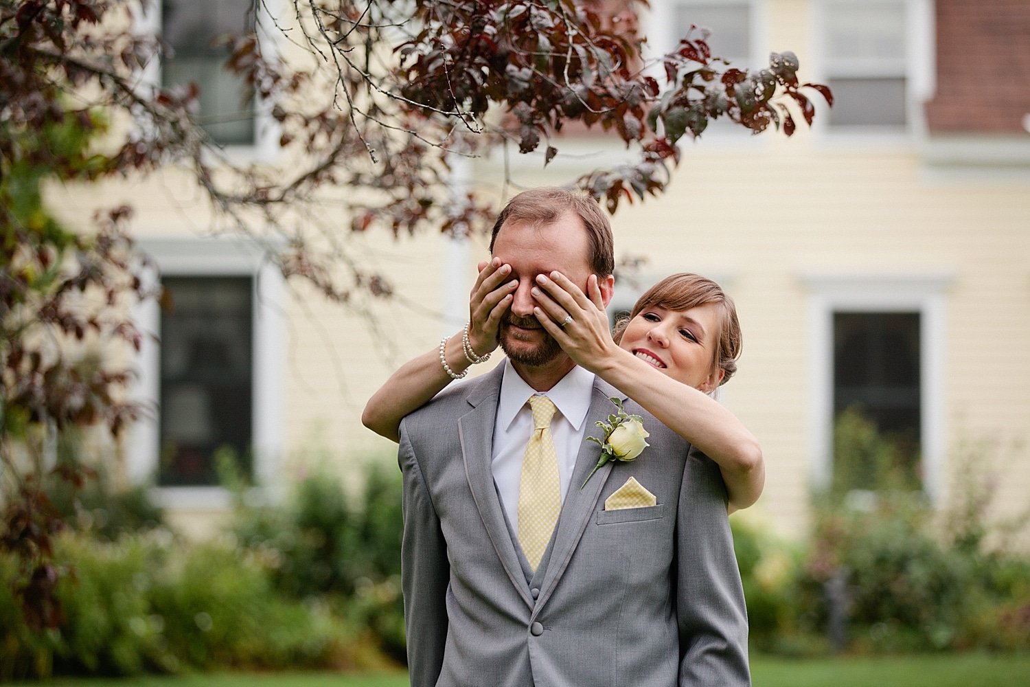 first look at Maine farm wedding