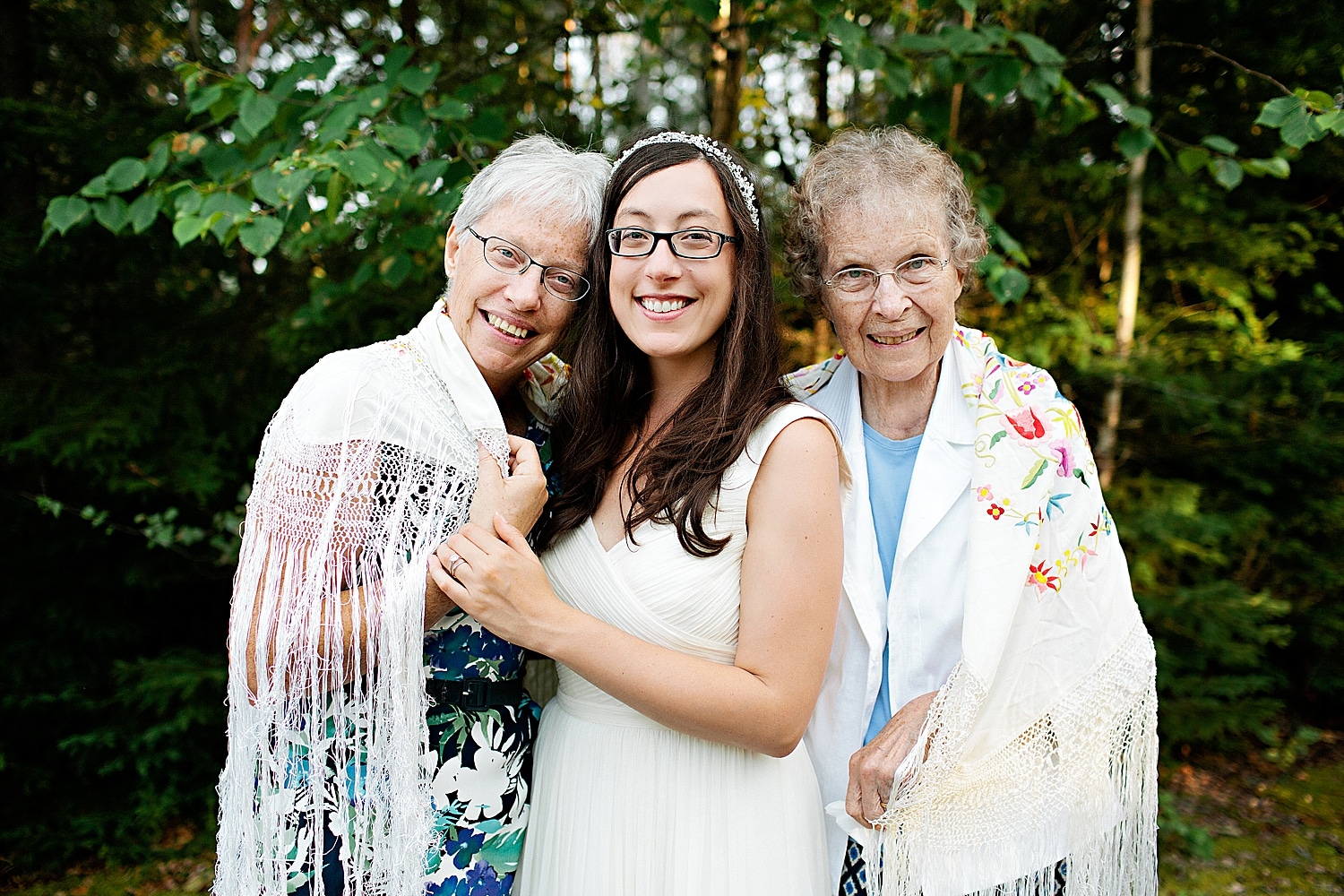 Three generations of women at Prospect Harbor Maine wedding