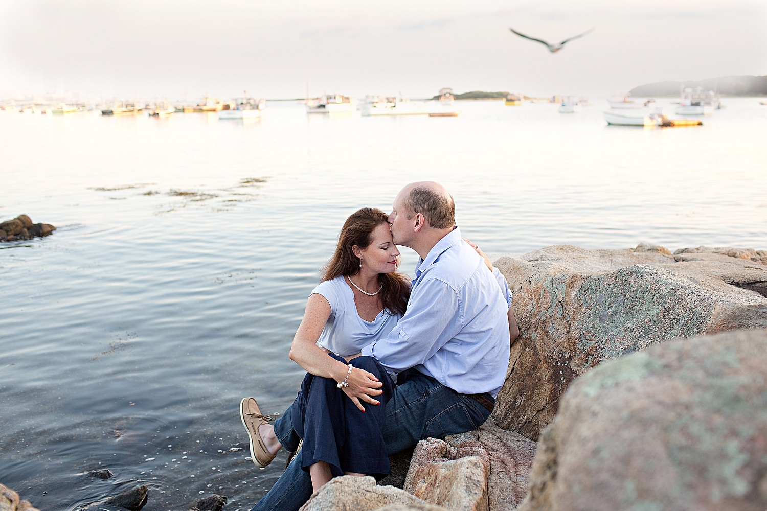 Engagement photos in Kennebunkport Maine at sunset