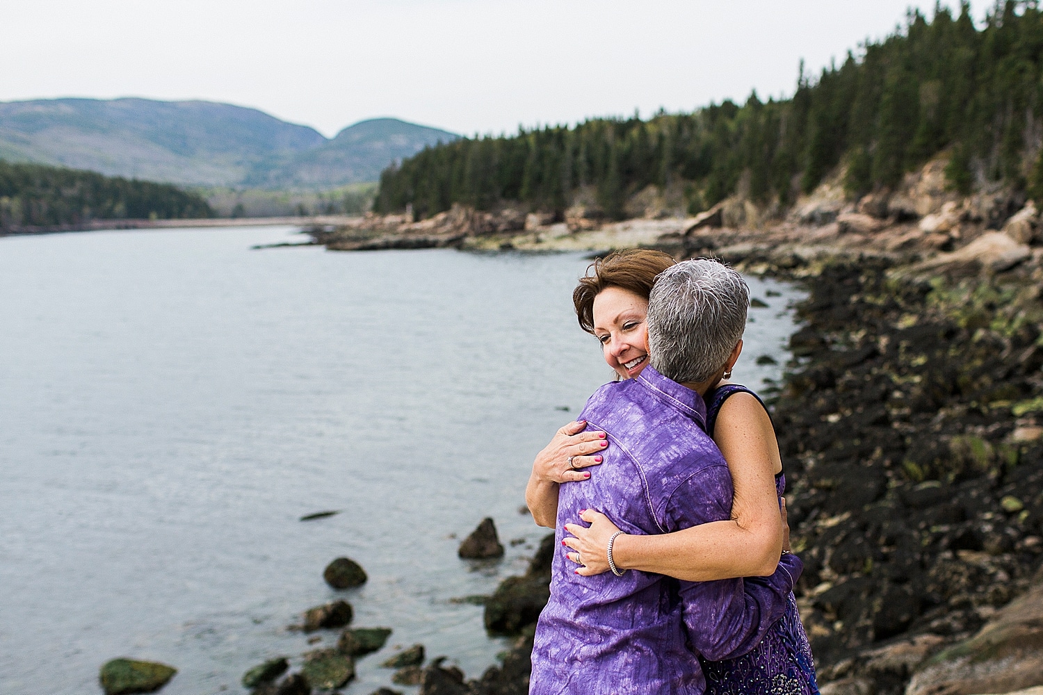 two brides during Acadia National Park Elopement Photos