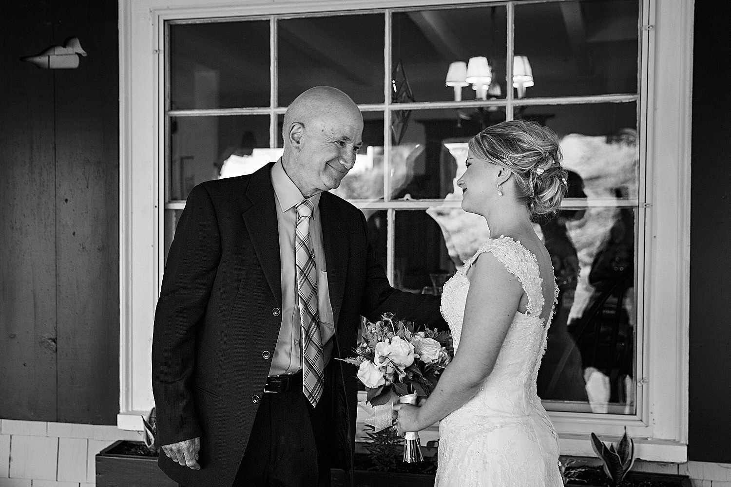 Bride and her father at Kennebunkport Maine Wedding at Bufflehead Cove Inn