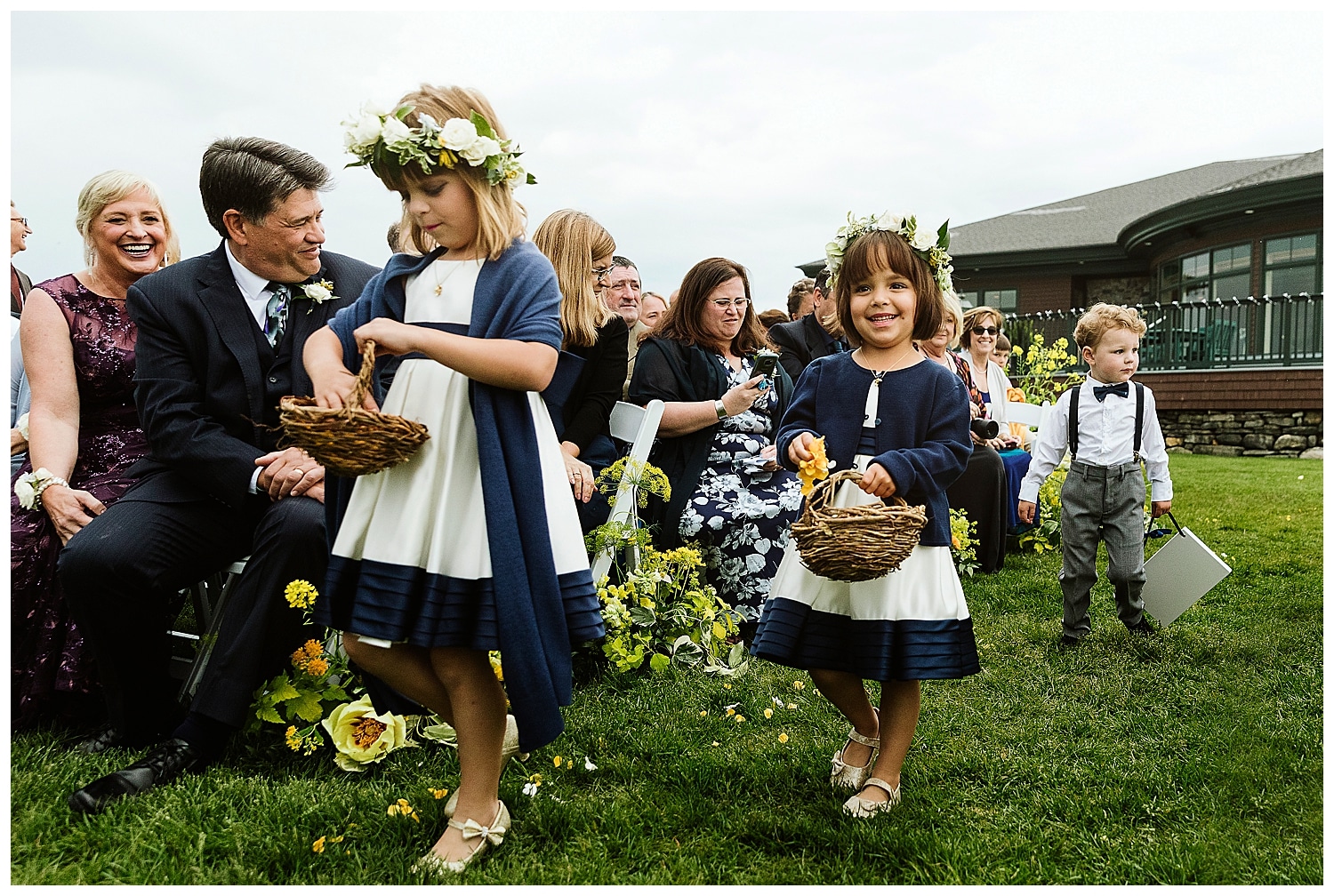 flower girls and ring bearer at Maine wedding