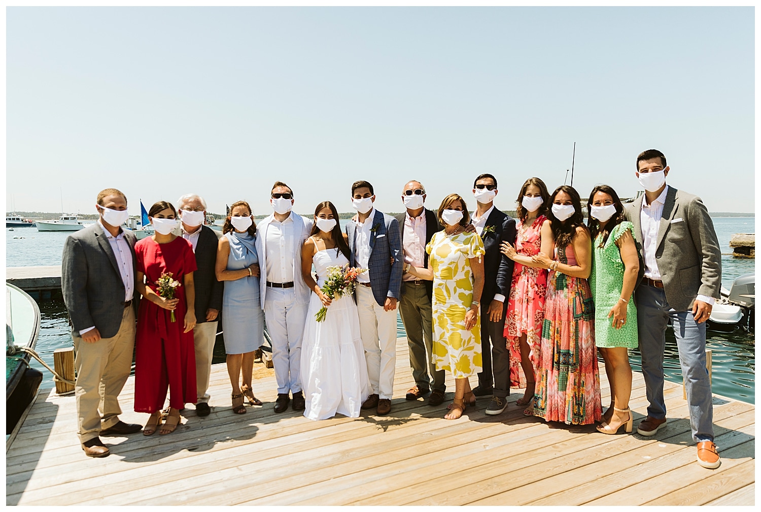 wedding guests wearing masks