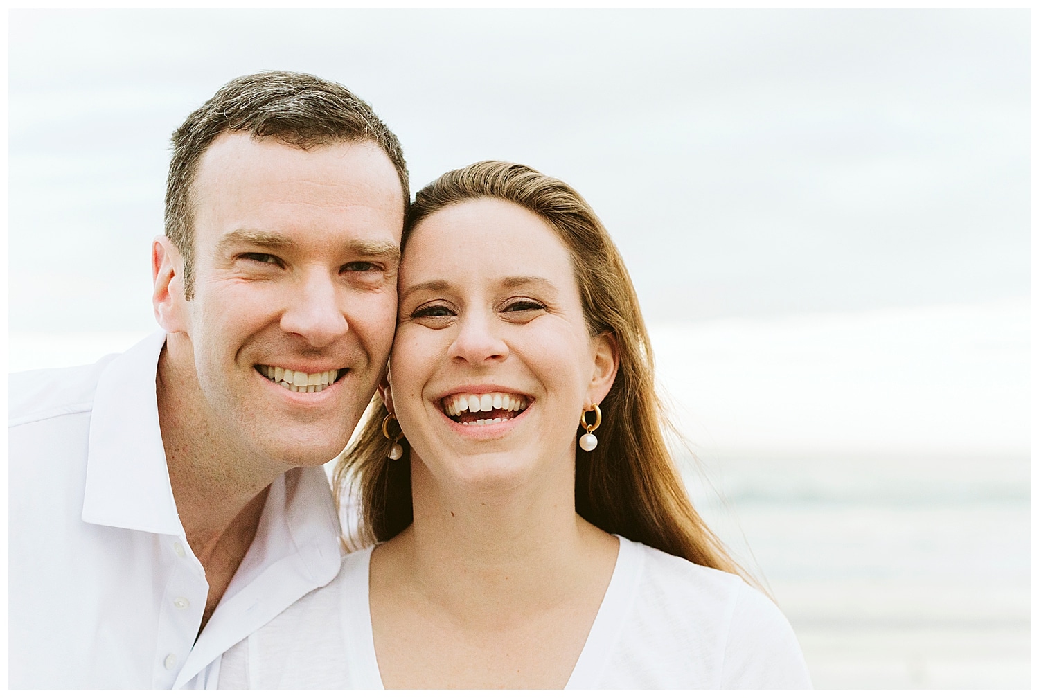 close-up portrait of engaged couple in Ogunquit Maine
