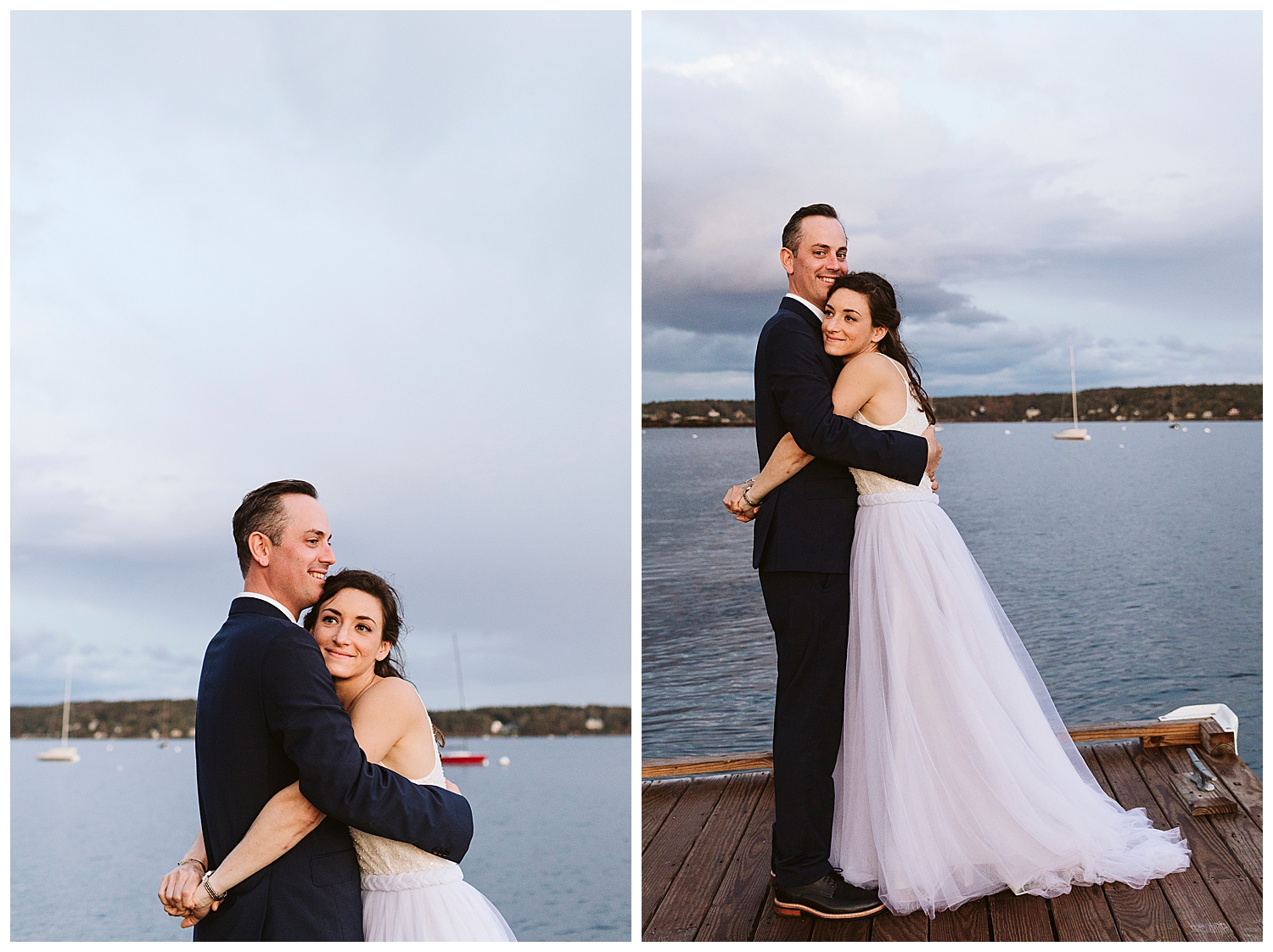 sunset wedding portraits at Boothbay Harbor, Maine wedding at Linekin Bay Resort