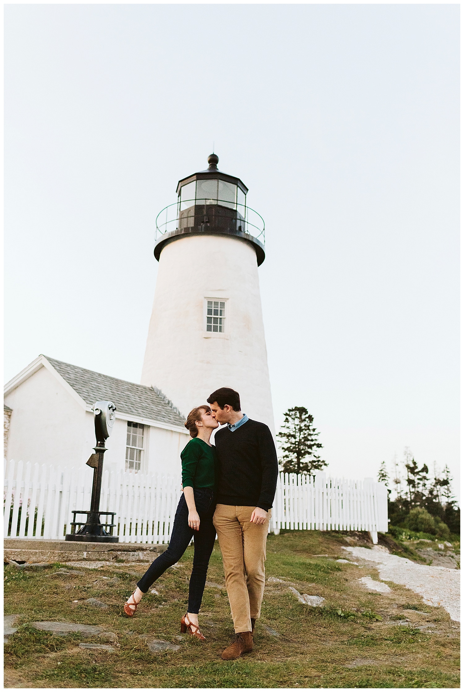 Maine engagement photos at Pemaquid Point Lighthouse in Bristol, Maine