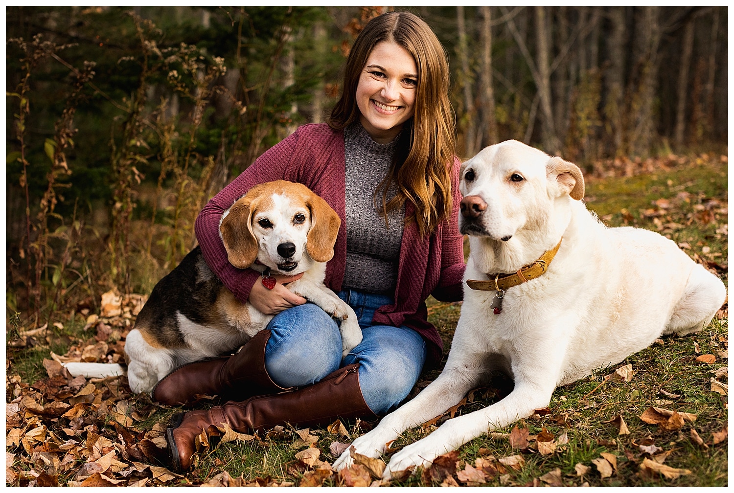 woman and her two dogs