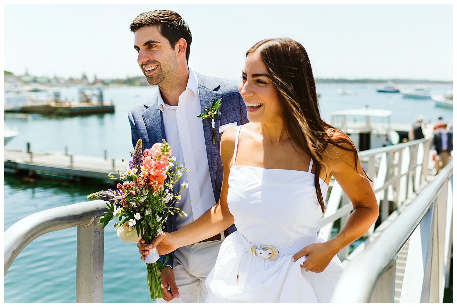 couple arriving at Little Cranberry Island for their wedding