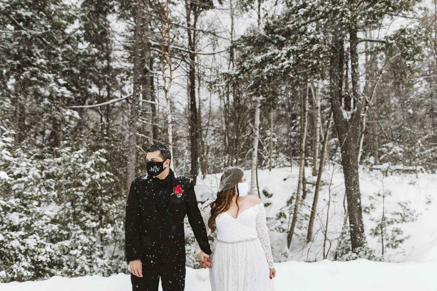 winter wedding at NEOC during a blizzard