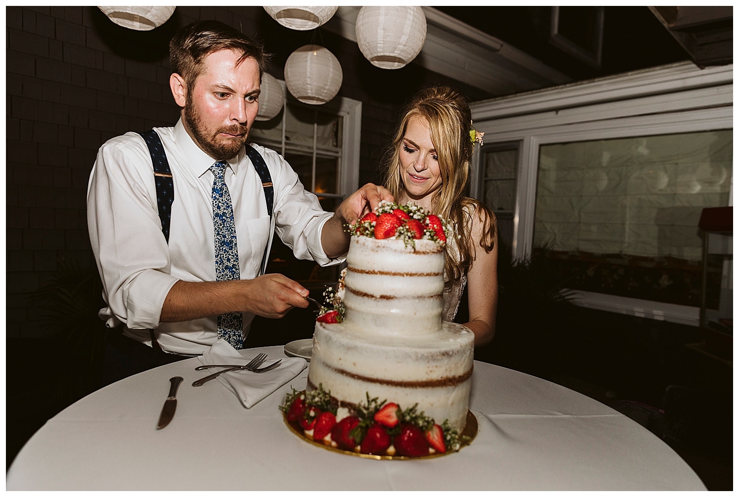 cake cutting at Eaton, NH wedding