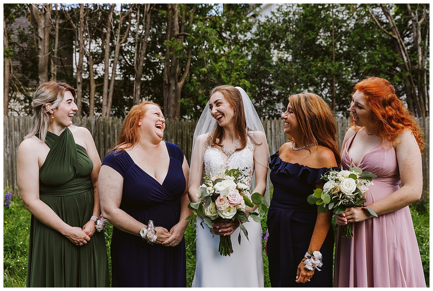 Bride with the women at her wedding