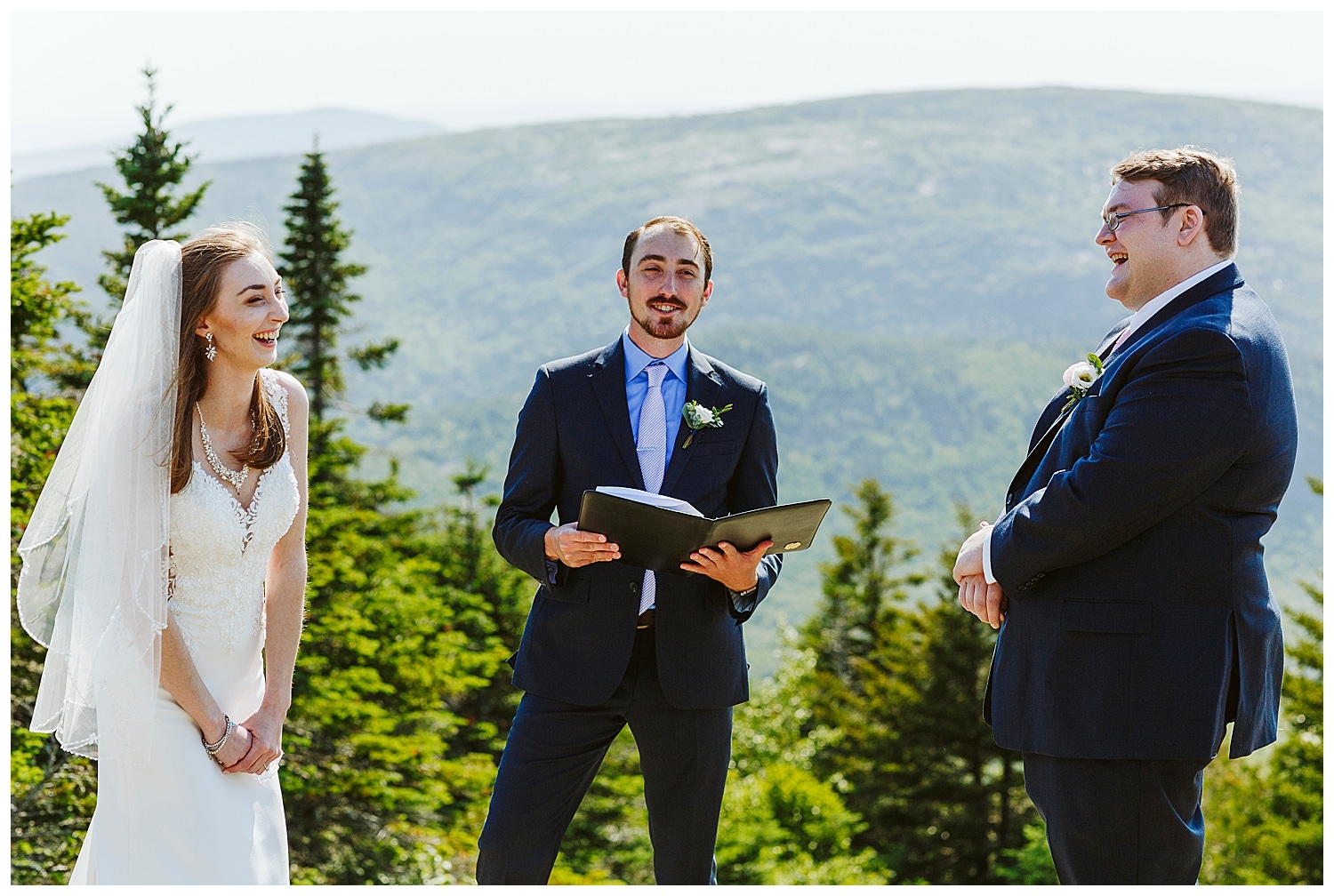 ceremony at Blue Hill Overlook during elopement in Acadia National Park