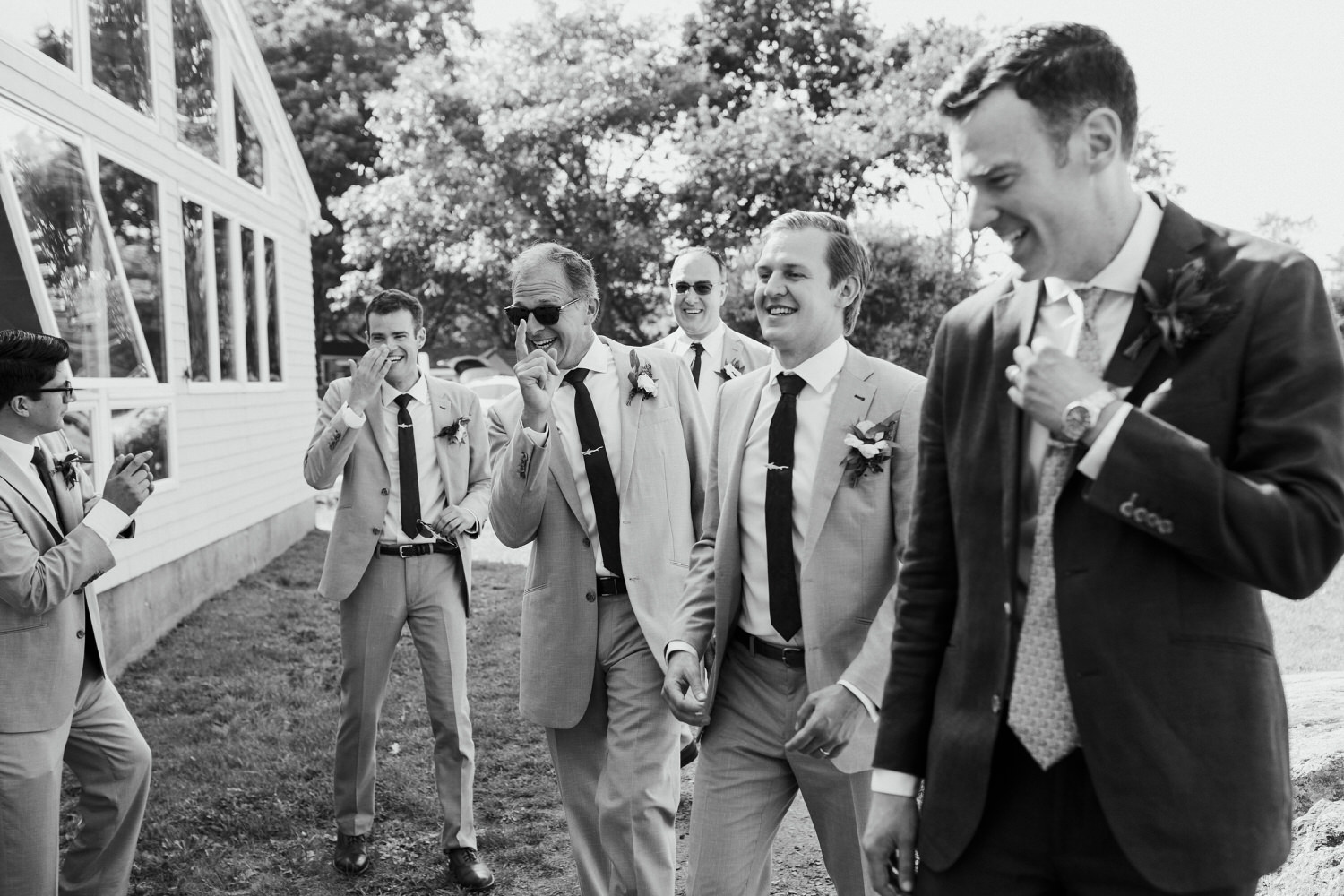 groom and groomsmen at wedding at Seacoast Science Center in Rye, NH