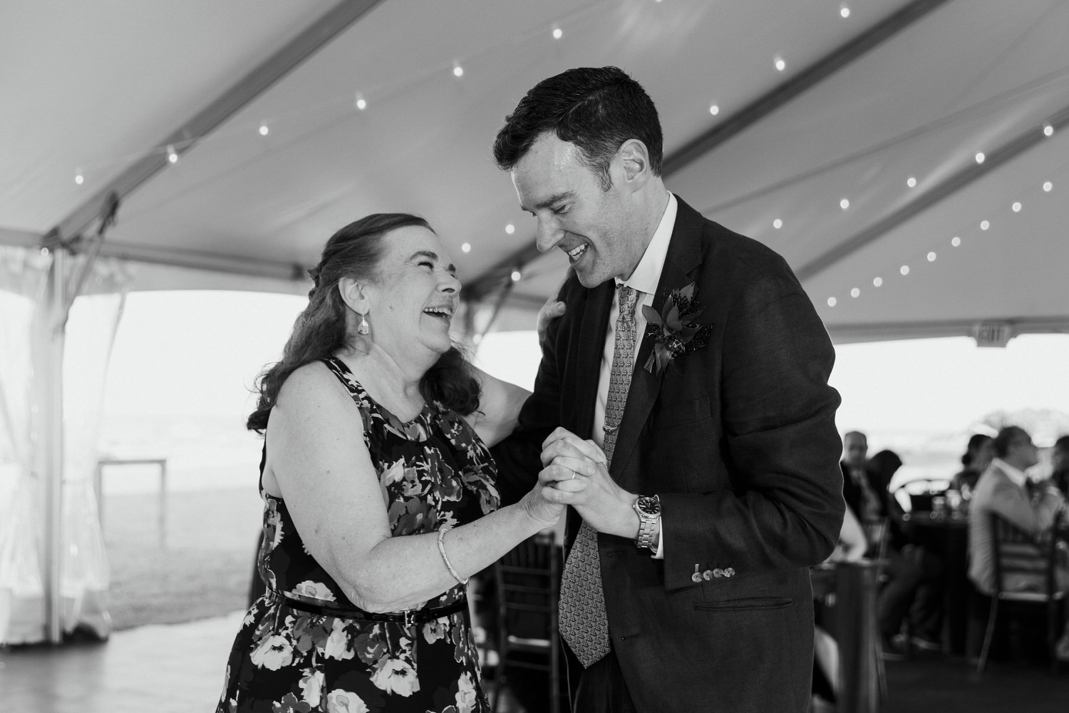 mother-son dance at wedding at Seacoast Science Center