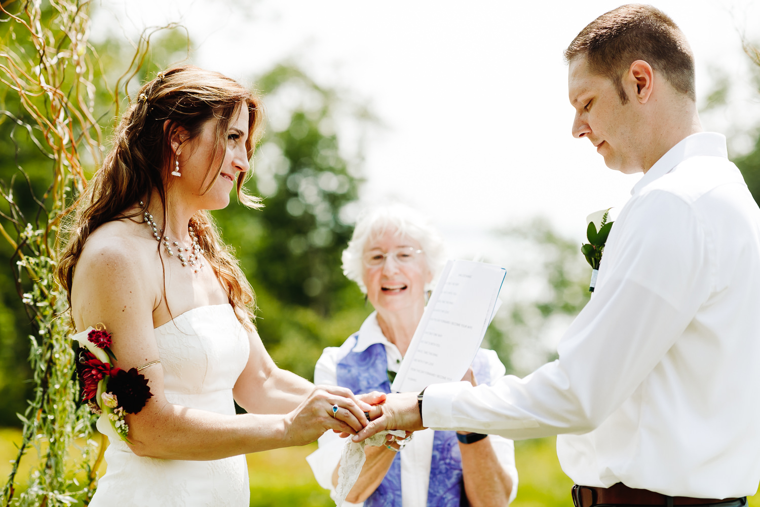 ring exchange at Northport, Maine wedding