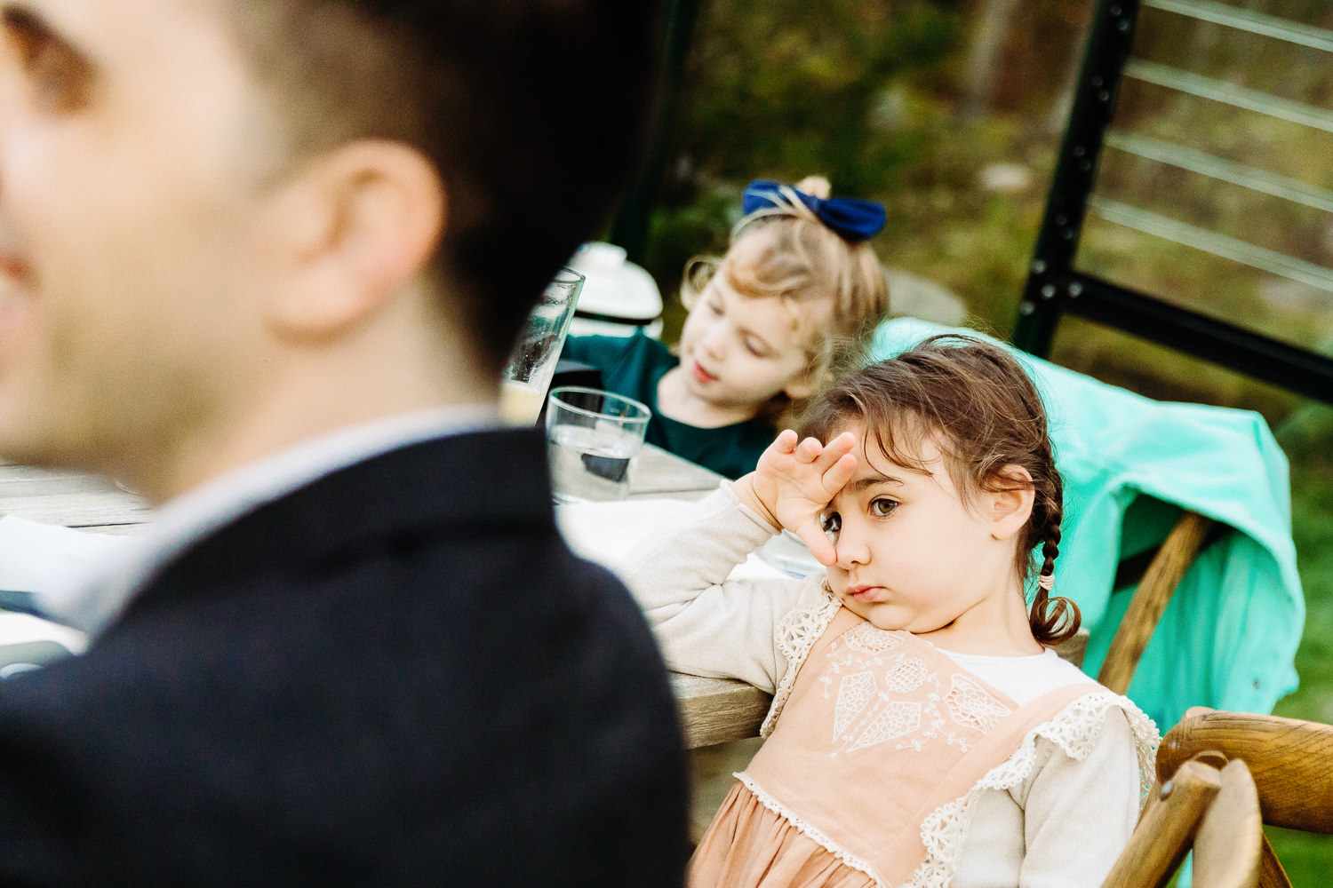 bored little girl at Maine wedding