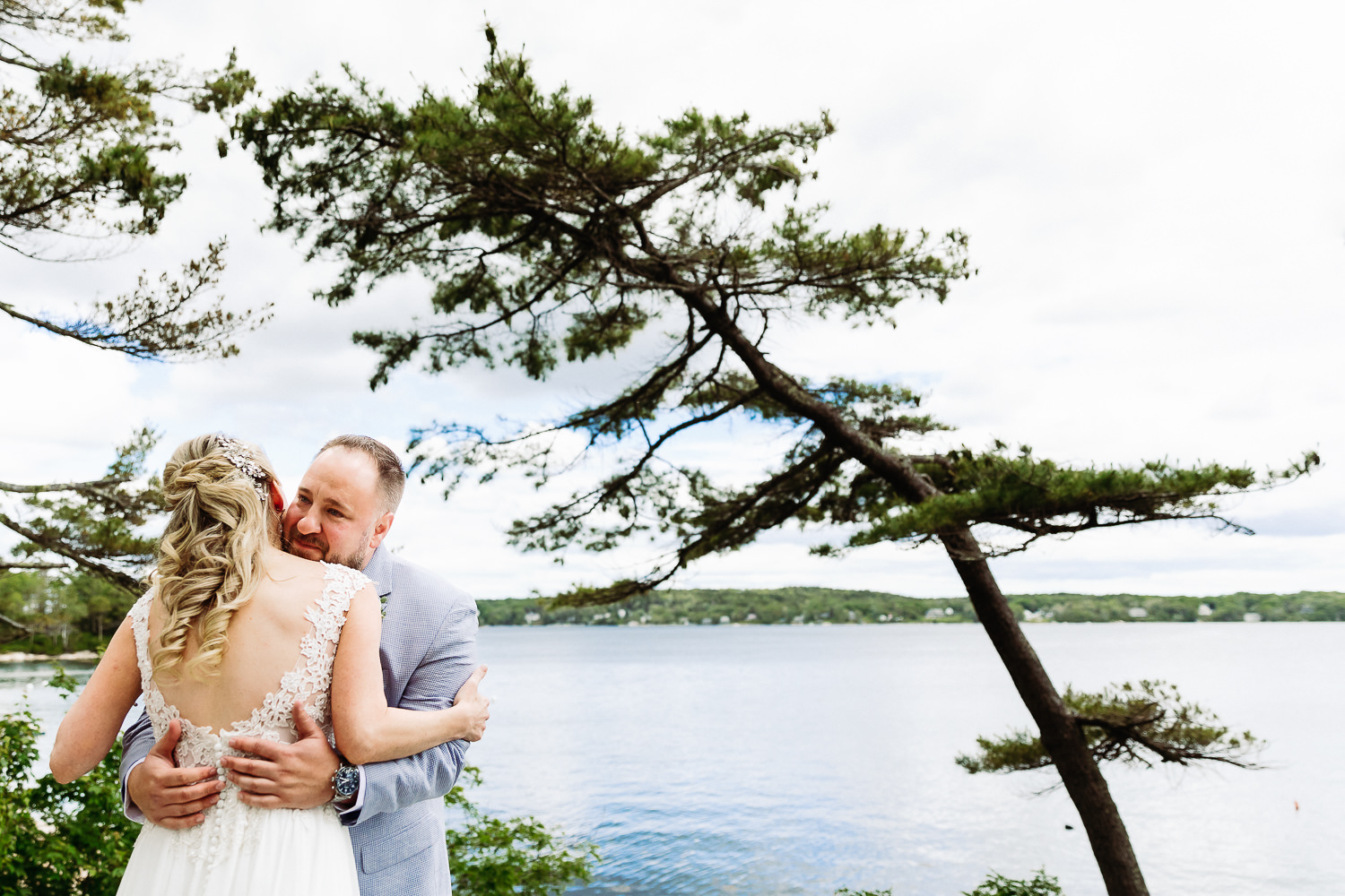 first look at Boothbay Harbor Maine wedding at Linekin Bay Resort
