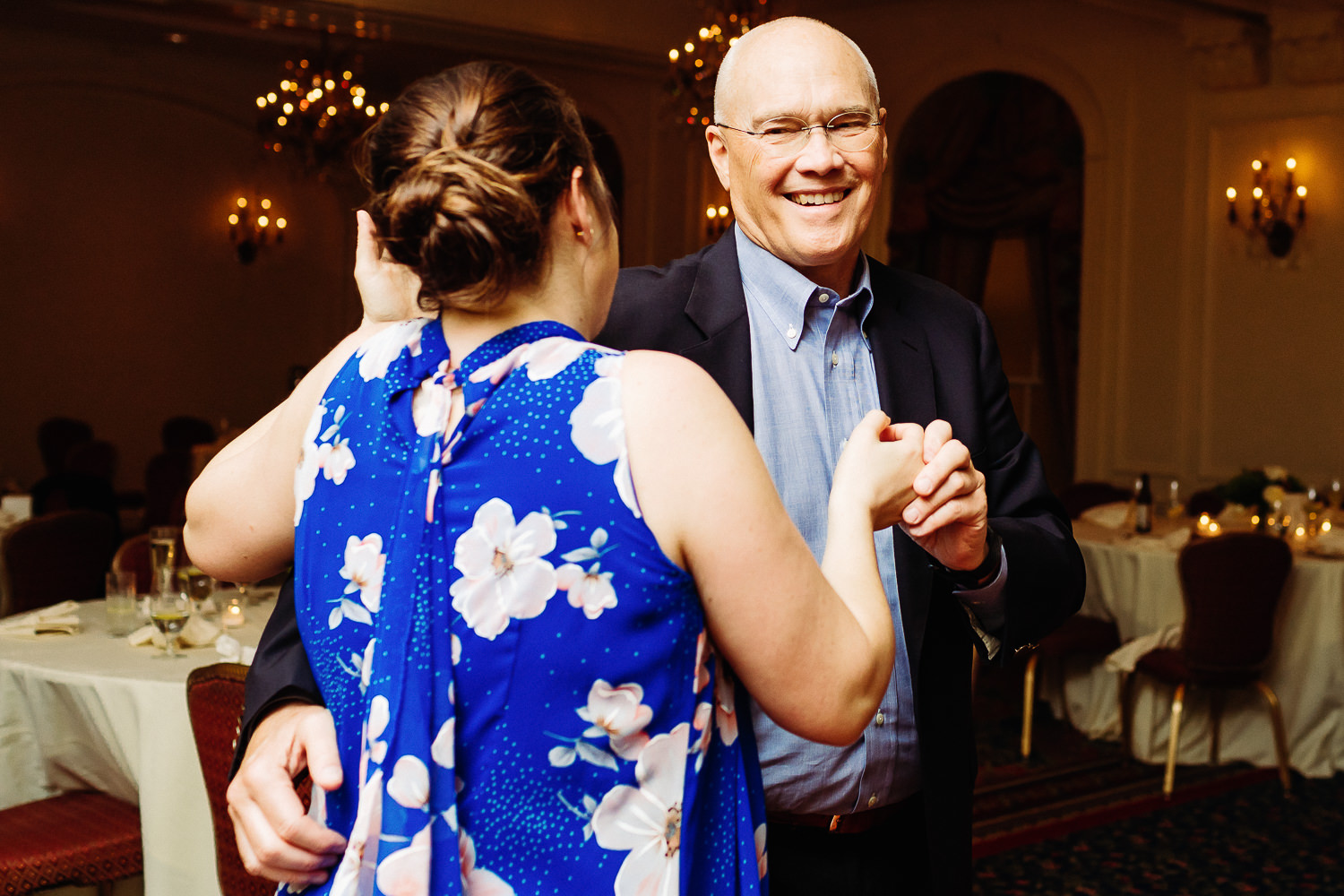 bride dancing with her father at New Castle NH wedding celebration