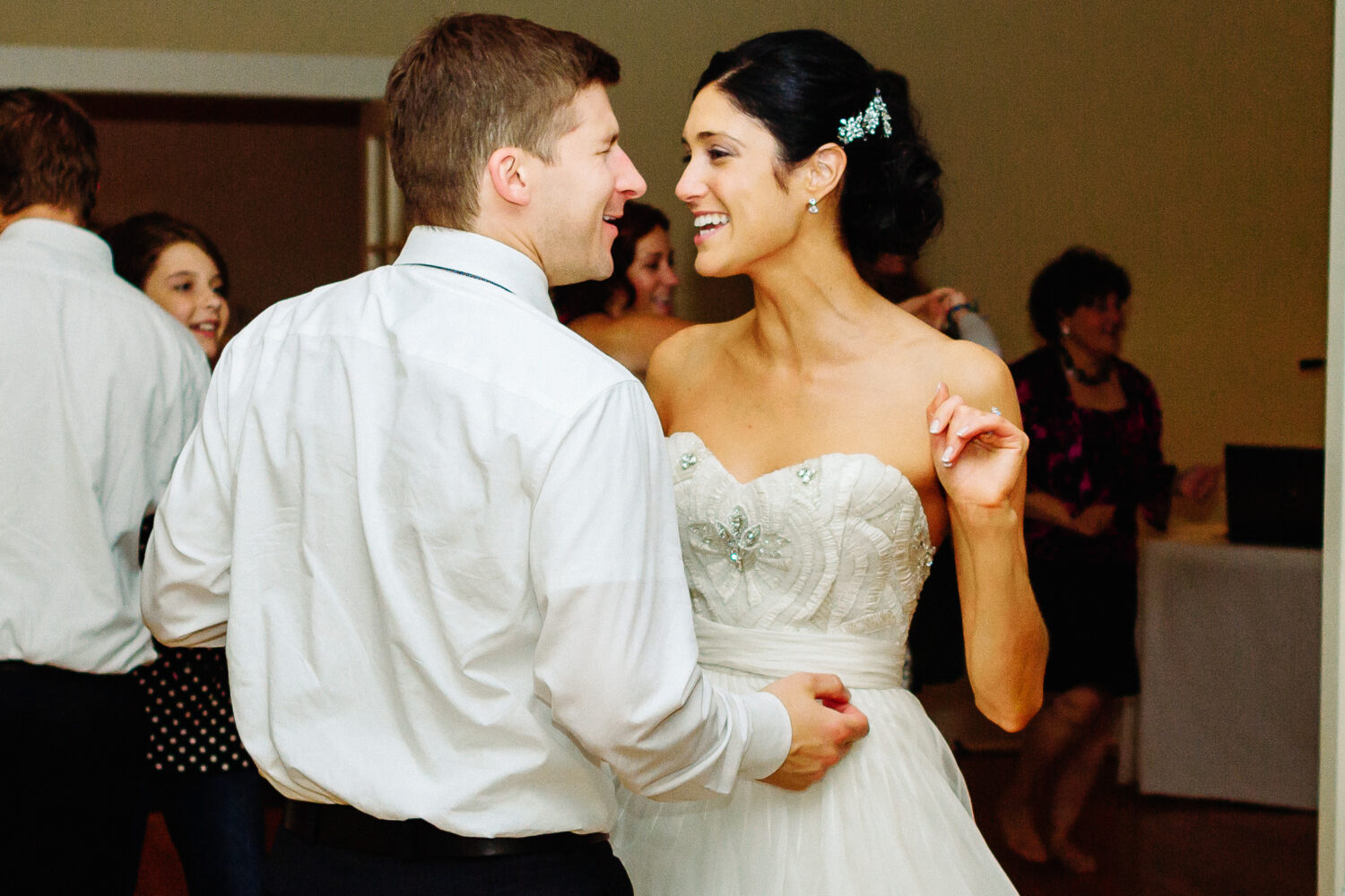 bride and groom dancing at Maine wedding