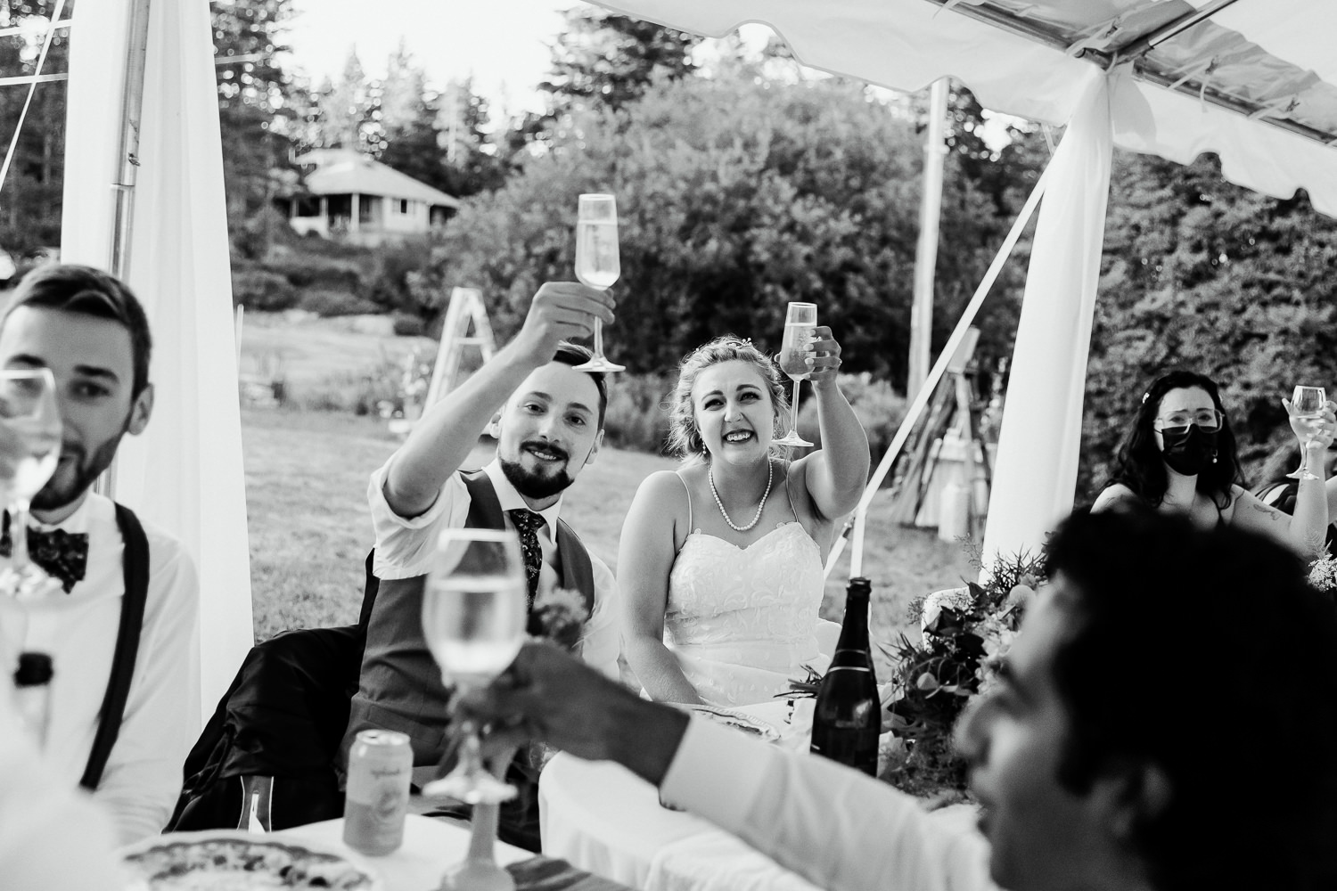 toast during Swan's Island wedding