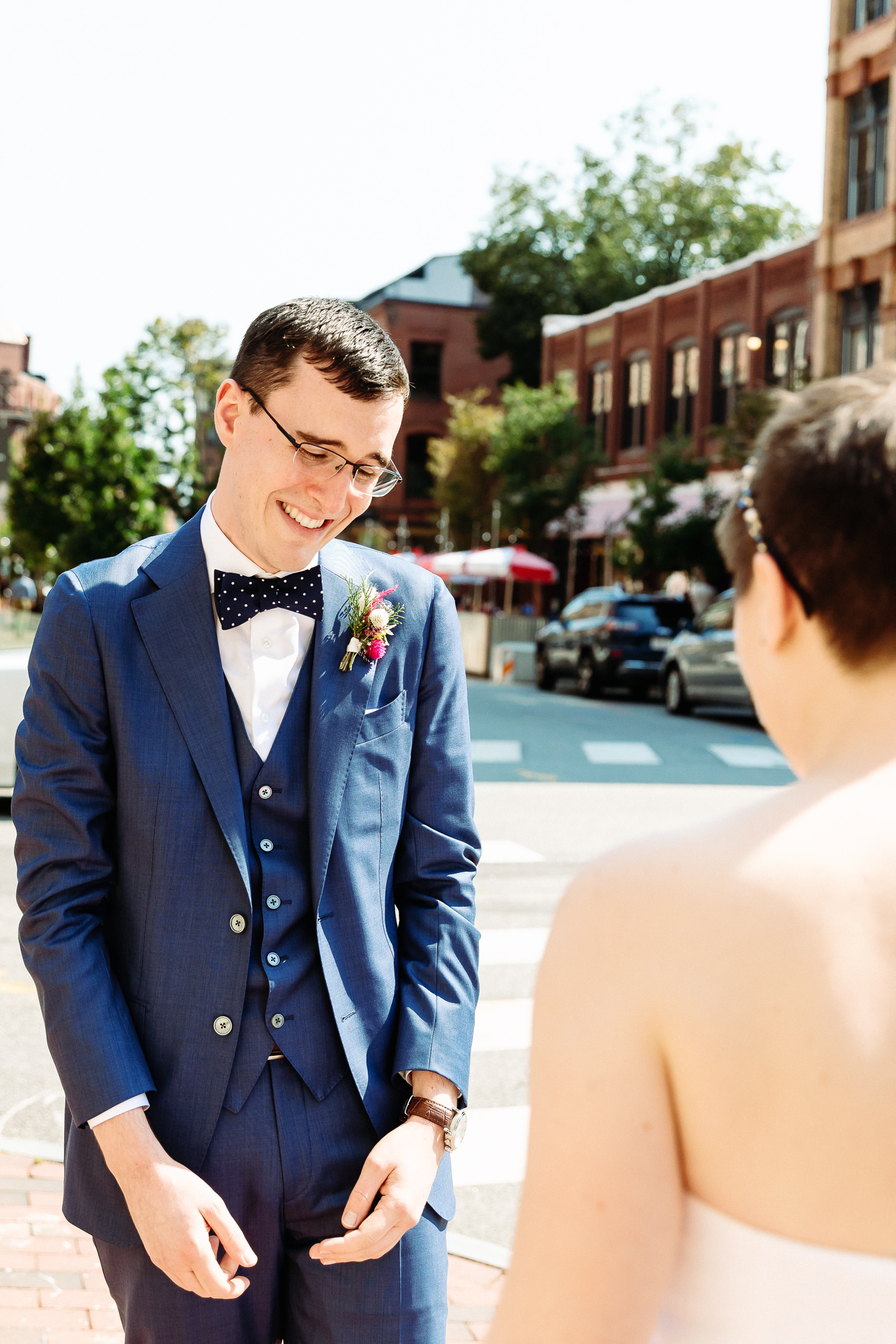 emotional groom during Portland Maine first look