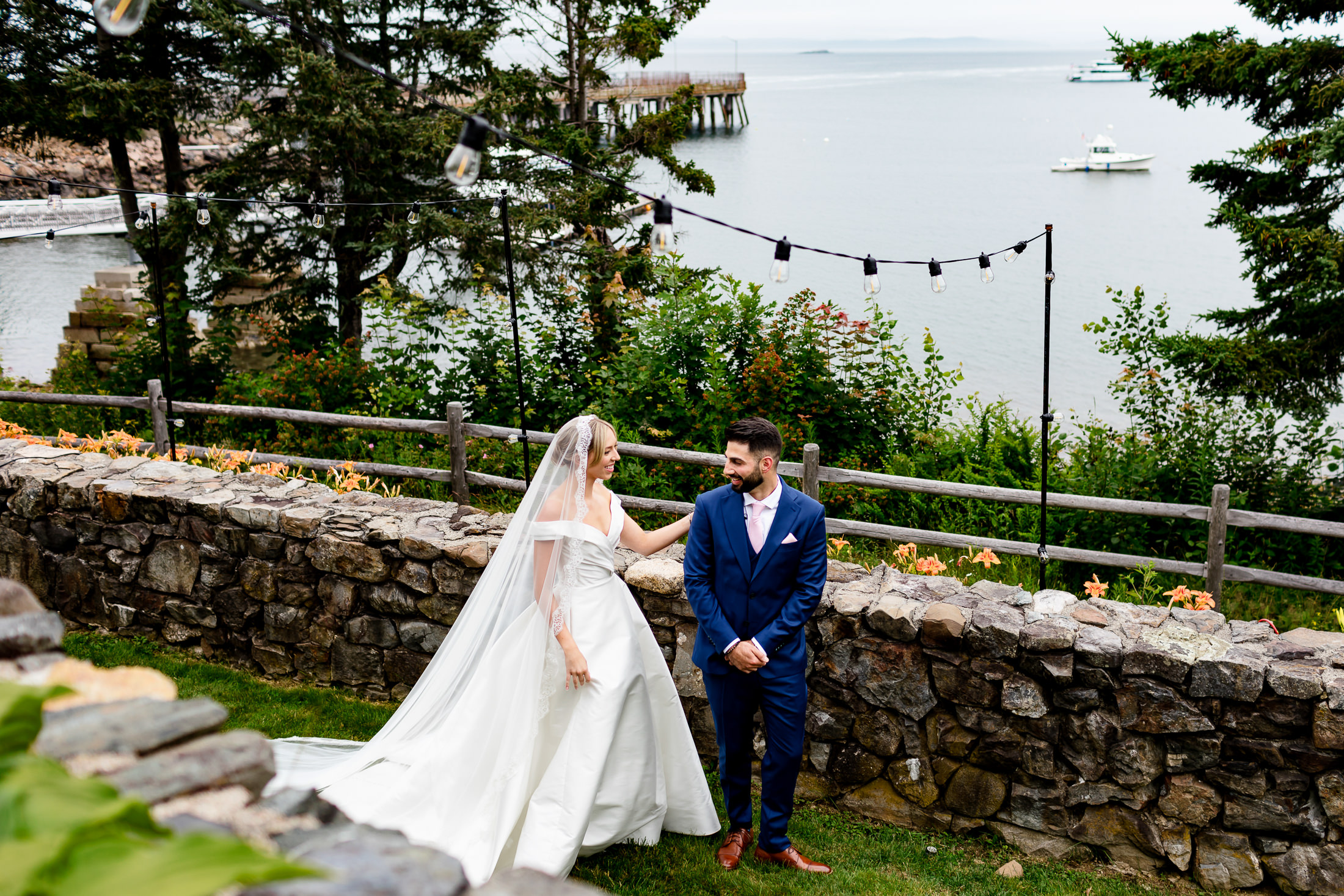 first look at Atlantic Oceanside Bar Harbor wedding
