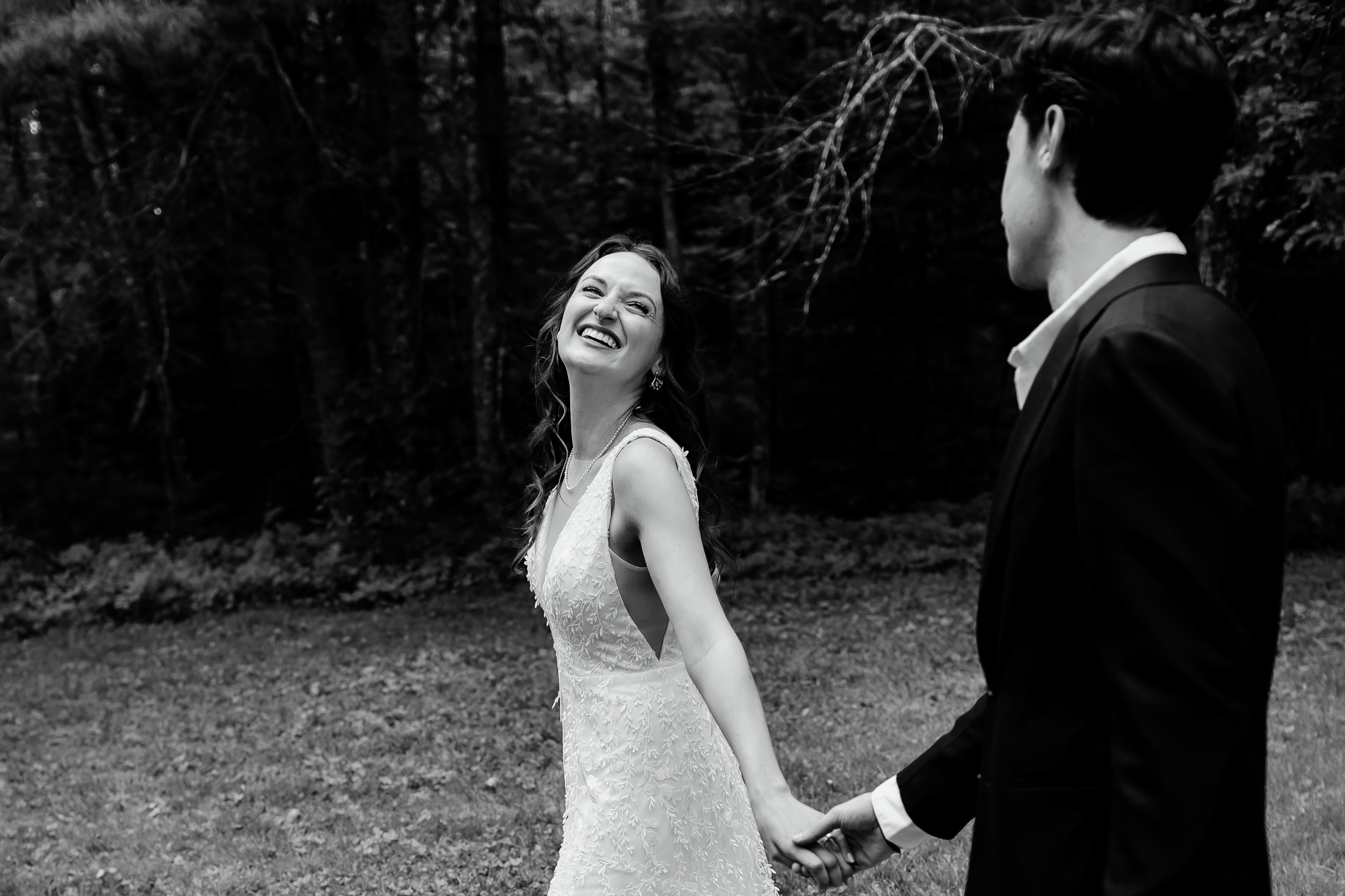 first look at Monson Maine wedding