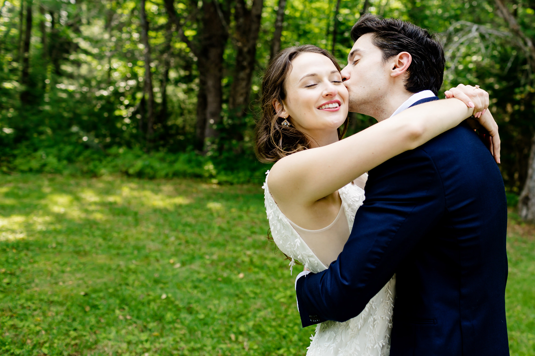 first look at Monson Maine wedding
