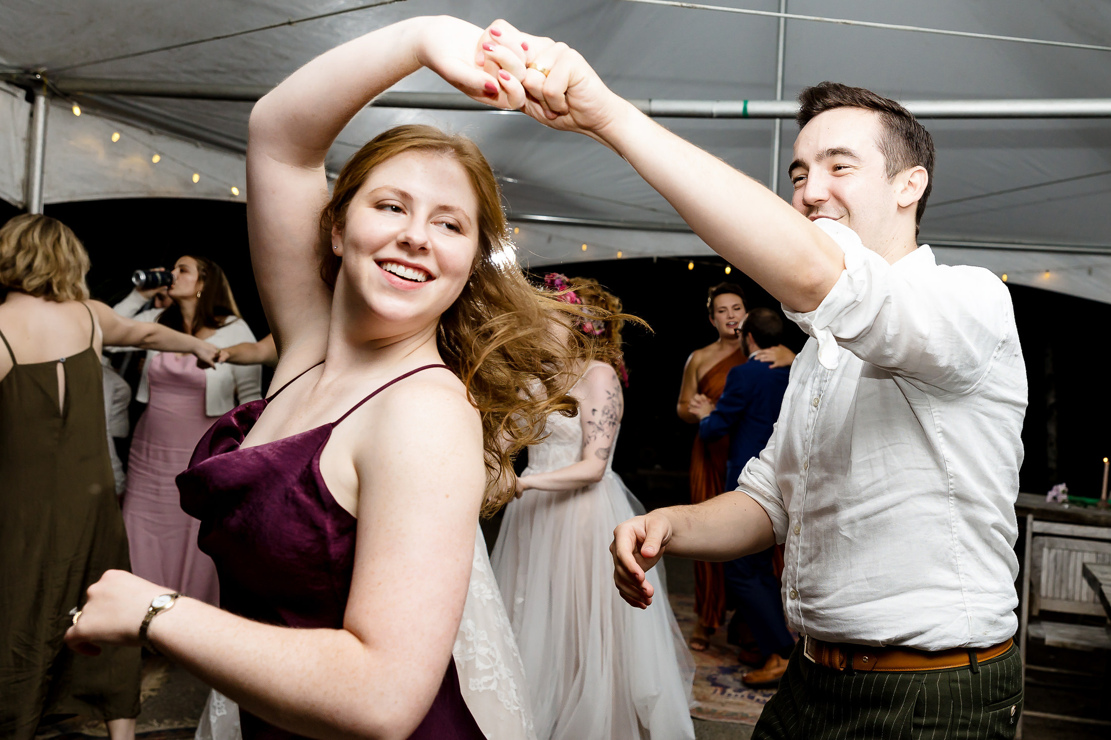 dance floor at Edgecomb Maine wedding at Glidden Point Oyster Farms