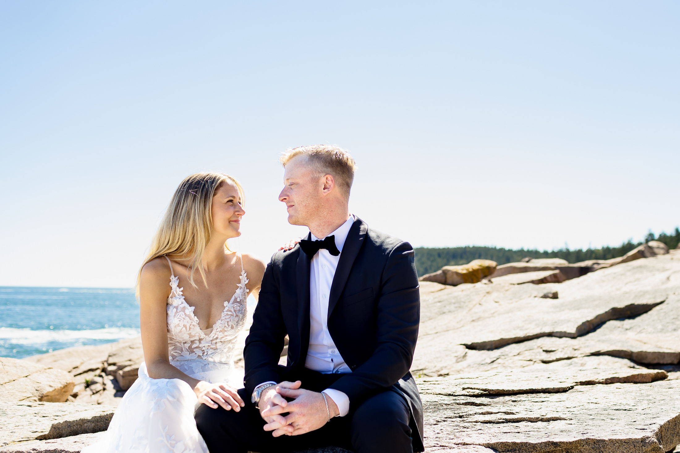Acadia wedding portraits on the cliffs