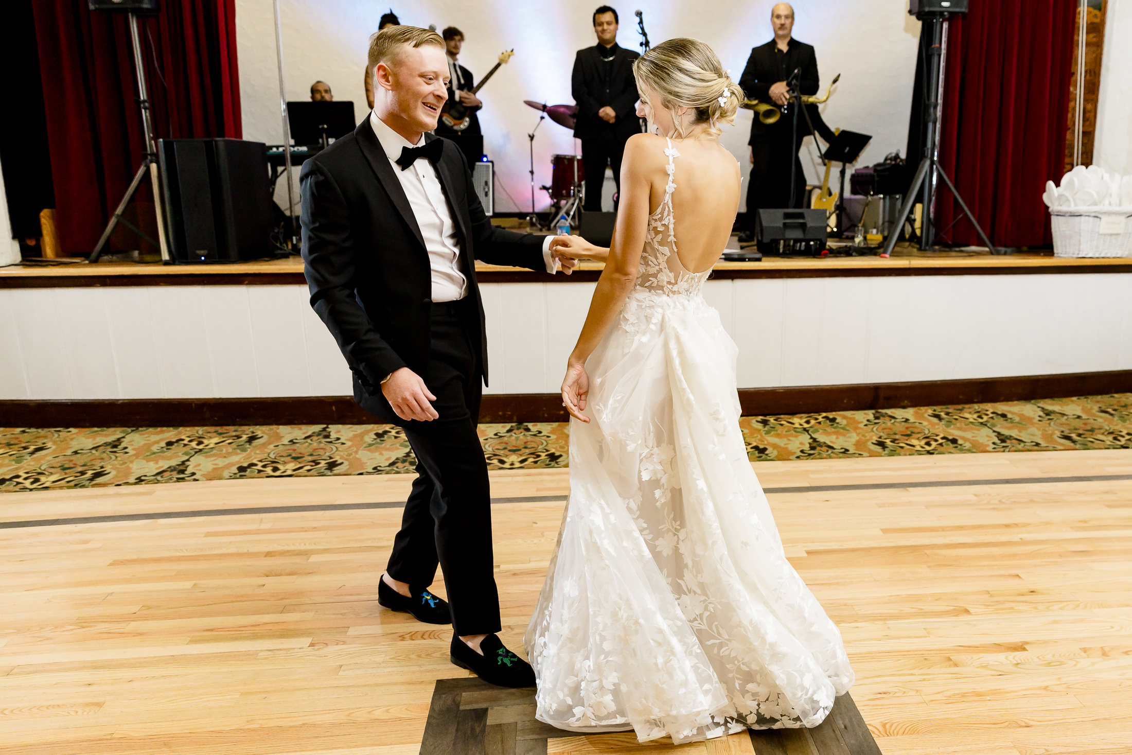 first dance at stormy Bar Harbor wedding