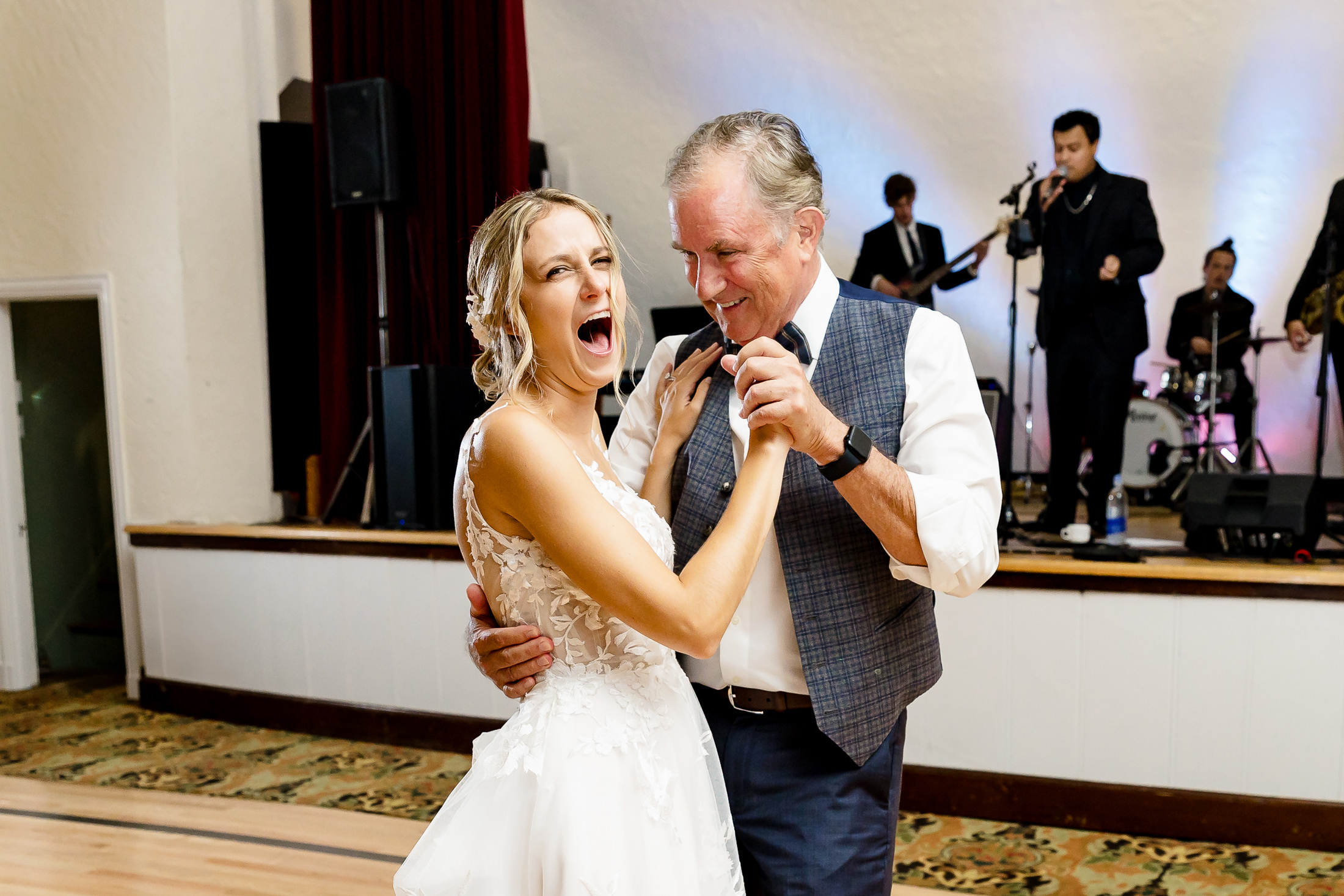 fatger-daughter dance at stormy Bar Harbor wedding